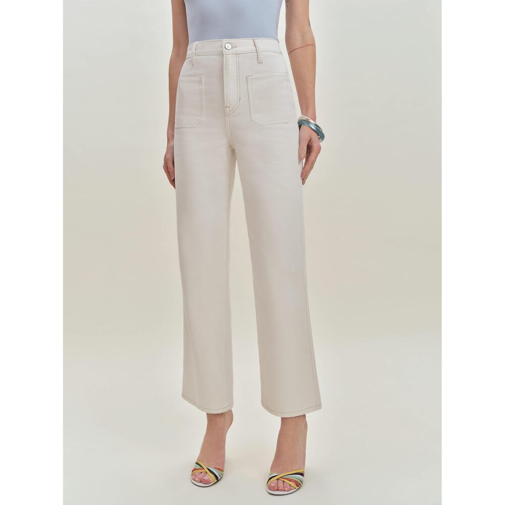 Reformation Alyssa Stretch High Rise Wide Leg Cropped Jeans Natural SZ 29 NWT